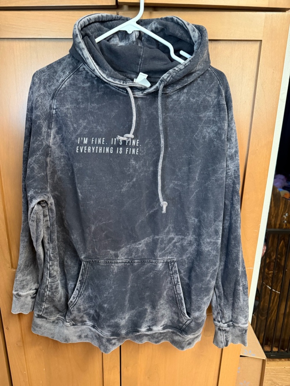 Woman’s  Washed Black Graphic Hoodie - I'm Fine